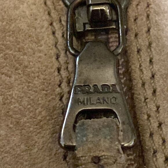 Prada Tan Suede Leather Side Zip Flat Ankle Boot Square Toe VTG Retro SZ 5.5 - 6 - Picture 10 of 14